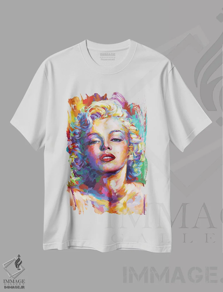 تیشرت سفید طرح دار مرلین مونرو ۵، هنر فاخر معاصر اثر لئون دوونیس | فروشگاه ایماژ