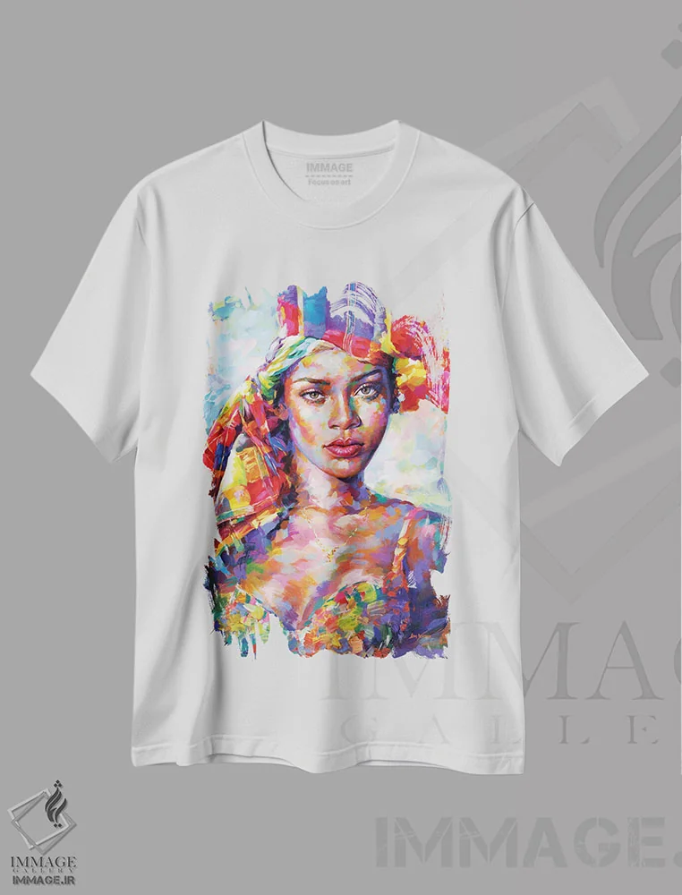 تیشرت سفید طرح دار ریحانا، هنر فاخر معاصر اثر لئون دوونیس | فروشگاه ایماژ
