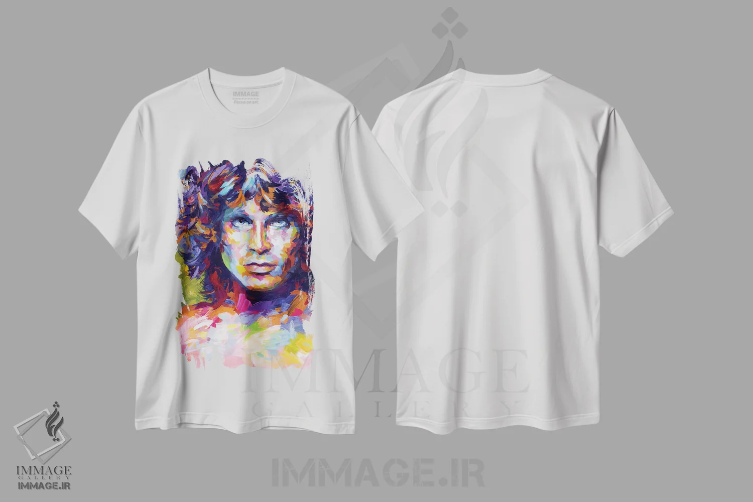 تیشرت سفید طرح دار جیم موریسون، هنر فاخر معاصر اثر لئون دوونیس | immage.ir