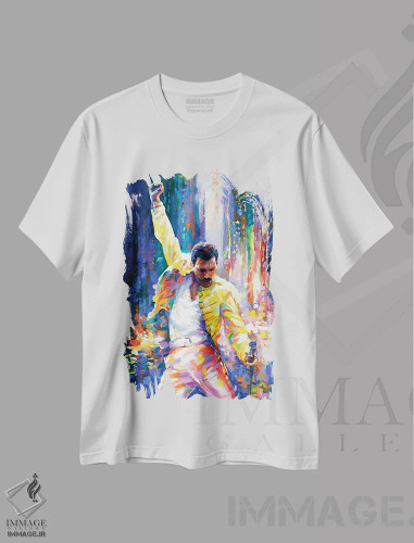 تیشرت سفید طرح دار فردی مرکوری، هنر فاخر معاصر اثر لئون دوونیس | فروشگاه ایماژ
