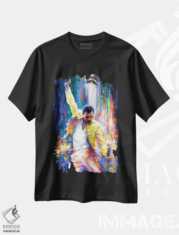 تیشرت مشکی طرح دار فردی مرکوری، هنر فاخر معاصر اثر لئون دوونیس | immage.ir