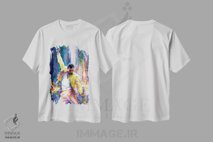 تیشرت سفید طرح دار فردی مرکوری، هنر فاخر معاصر اثر لئون دوونیس | فروشگاه ایماژ