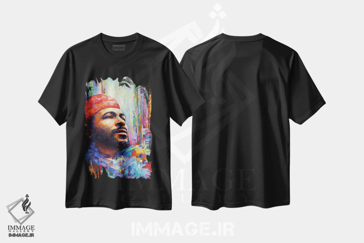 تیشرت مشکی طرح دار ماروین گی ۲، هنر آمریکایی آفریقایی تبار اثر لئون دوونیس | فروشگاه ایماژ