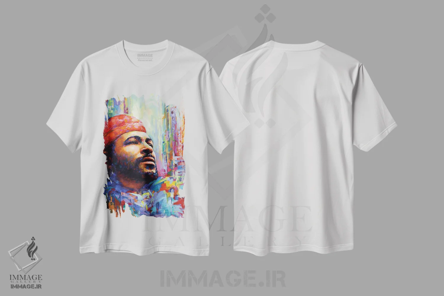 تیشرت سفید طرح دار ماروین گی ۲، هنر آمریکایی آفریقایی تبار اثر لئون دوونیس | immage.ir