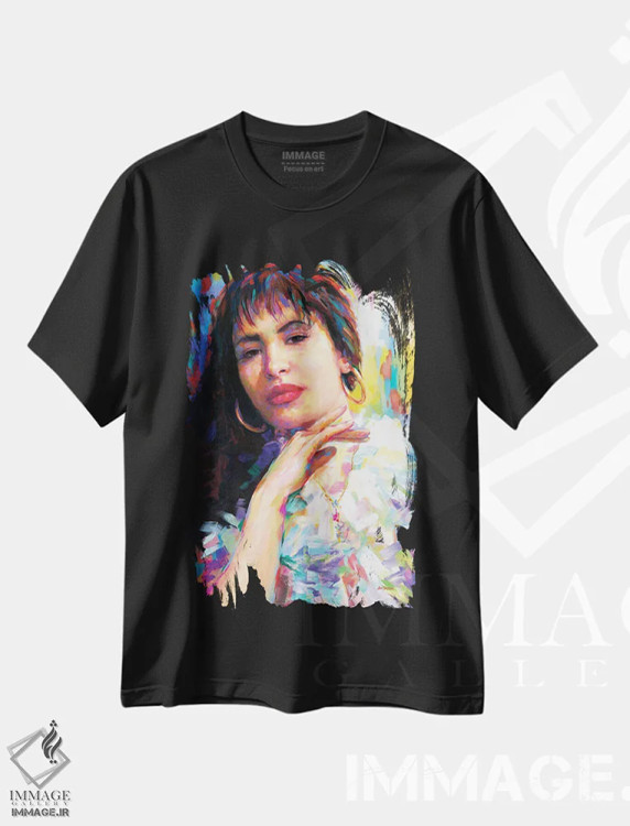 تیشرت مشکی طرح دار سلنا، هنر فاخر معاصر اثر لئون دوونیس | فروشگاه ایماژ