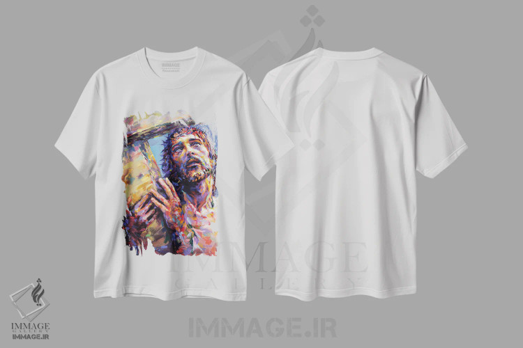 تیشرت سفید طرح دار عیسی مسیح ۳، هنر فاخر معاصر اثر لئون دوونیس | immage.ir