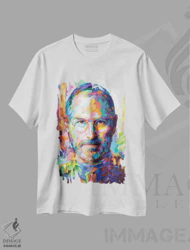 تیشرت سفید طرح دار استیو جابز، هنر فاخر معاصر اثر لئون دوونیس | فروشگاه ایماژ