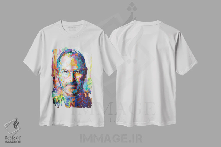 تیشرت سفید طرح دار استیو جابز، هنر فاخر معاصر اثر لئون دوونیس | فروشگاه ایماژ