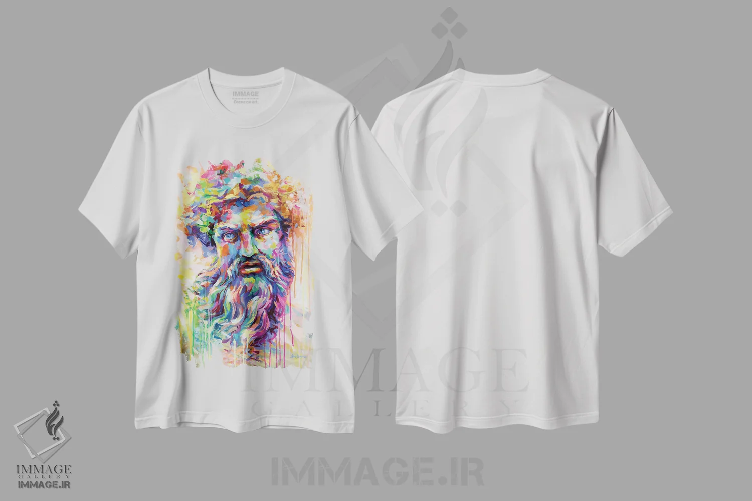 تیشرت سفید طرح دار زئوس، دکور معاصر اثر لئون دوونیس | فروشگاه ایماژ