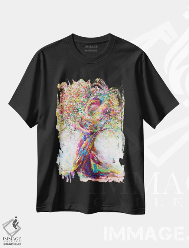 تیشرت مشکی طرح دار درخت عشق، دکور معاصر اثر لئون دوونیس | فروشگاه ایماژ