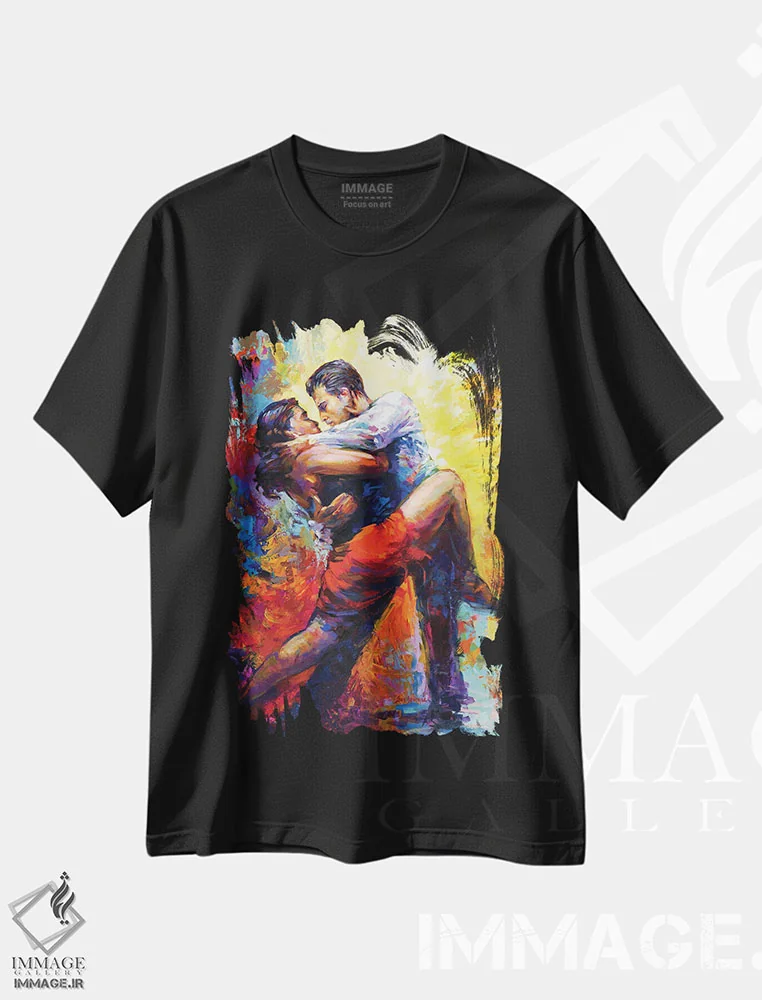 تیشرت مشکی طرح دار آتش تانگو، دکور معاصر اثر لئون دوونیس | immage.ir