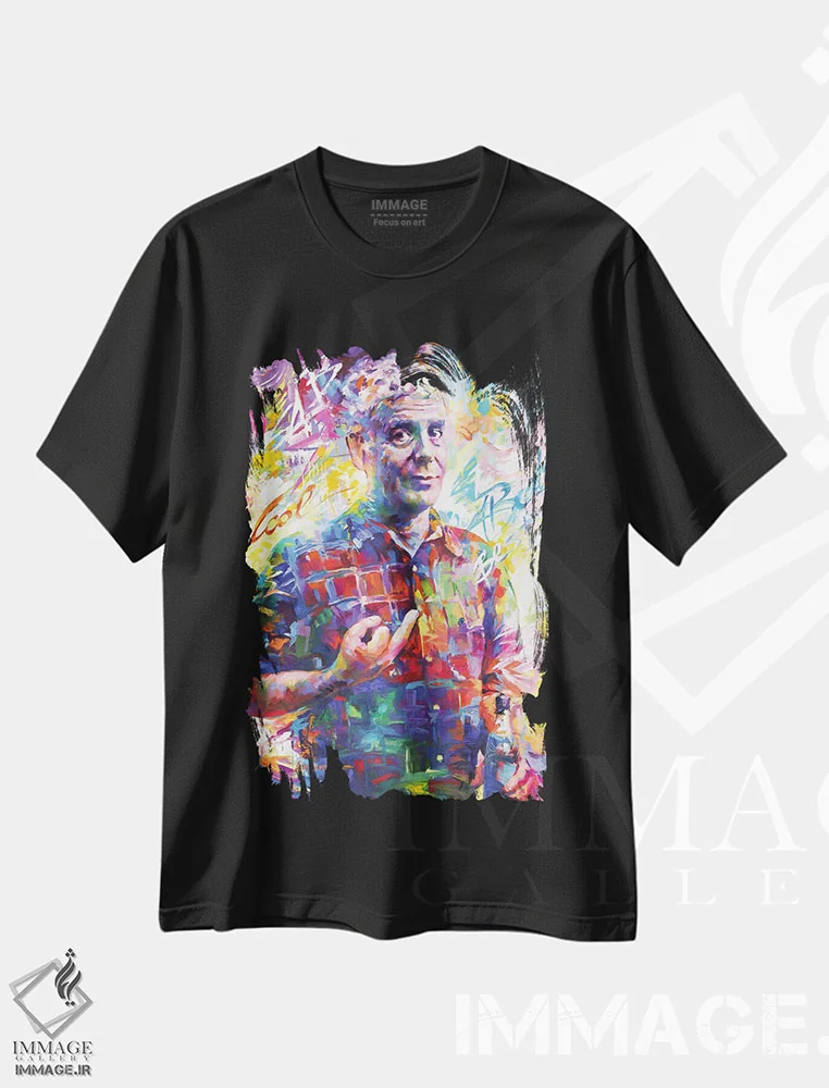 تیشرت مشکی طرح دار آنتونی بوردین، هنر فاخر معاصر اثر لئون دوونیس | فروشگاه ایماژ