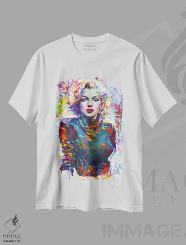 تیشرت سفید طرح دار مرلین مونرو ۶، هنر فاخر معاصر اثر لئون دوونیس | فروشگاه ایماژ
