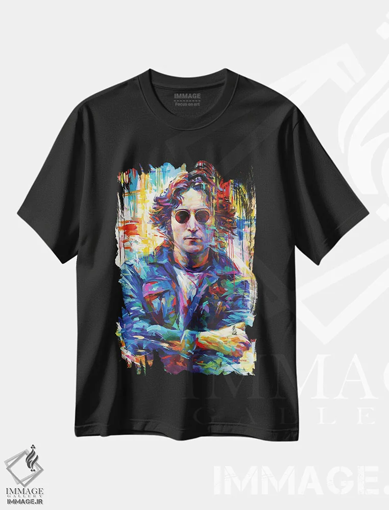 تیشرت مشکی طرح دار جان لنون، هنر فاخر معاصر اثر لئون دوونیس | immage.ir