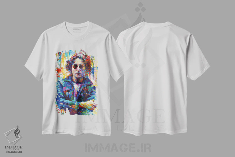 تیشرت سفید طرح دار جان لنون، هنر فاخر معاصر اثر لئون دوونیس | فروشگاه ایماژ