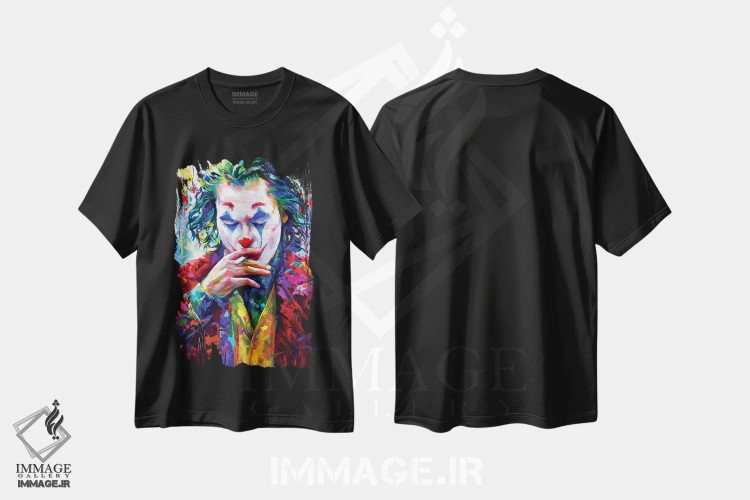 تیشرت مشکی طرح دار جوکر ۲، هنر فاخر معاصر اثر لئون دوونیس | فروشگاه ایماژ