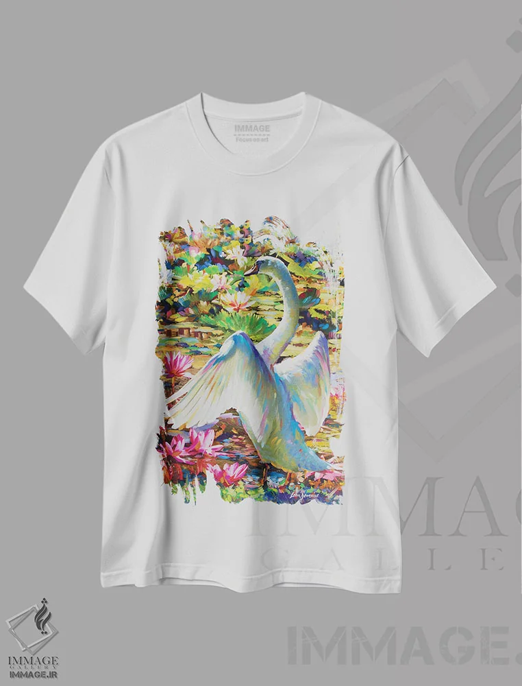 تیشرت سفید طرح دار ملکه تالاب زنبق، دکور معاصر اثر لئون دوونیس | immage.ir