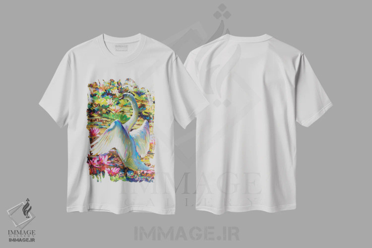 تیشرت سفید طرح دار ملکه تالاب زنبق، دکور معاصر اثر لئون دوونیس | immage.ir