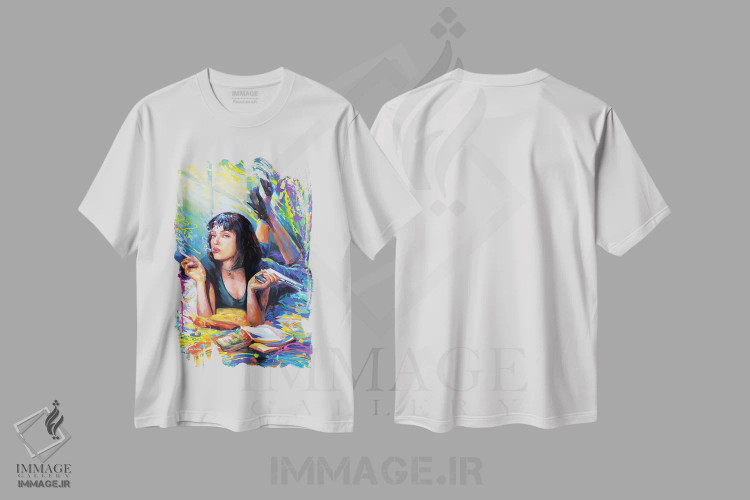 تیشرت سفید طرح دار داستان عامه پسند ۲، هنر فاخر معاصر اثر لئون دوونیس | فروشگاه ایماژ