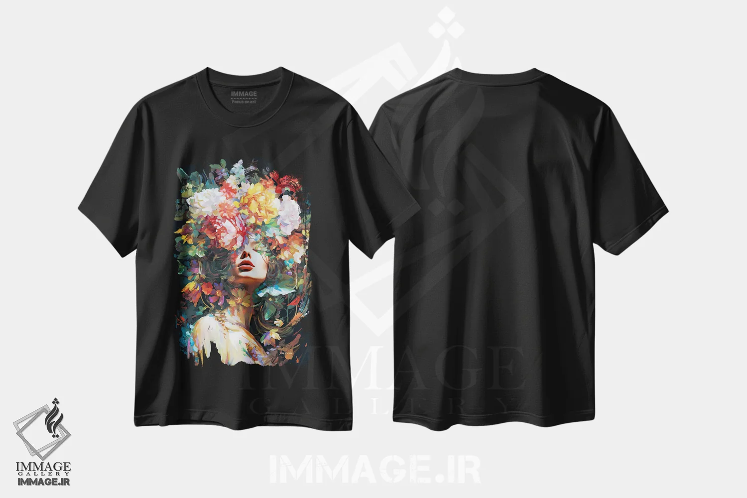 تیشرت مشکی طرح دار عاشق شدن، هنر فاخر معاصر اثر لئون دوونیس | immage.ir