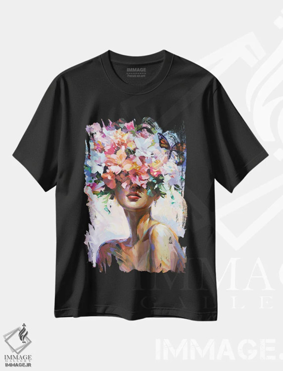 تیشرت مشکی طرح دار محصور در عشق تو، دکور معاصر اثر لئون دوونیس | فروشگاه ایماژ