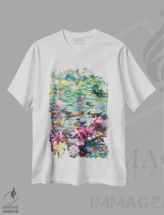 تیشرت سفید طرح دار تالاب زنبق مقدس، دکور معاصر اثر لئون دوونیس | immage.ir