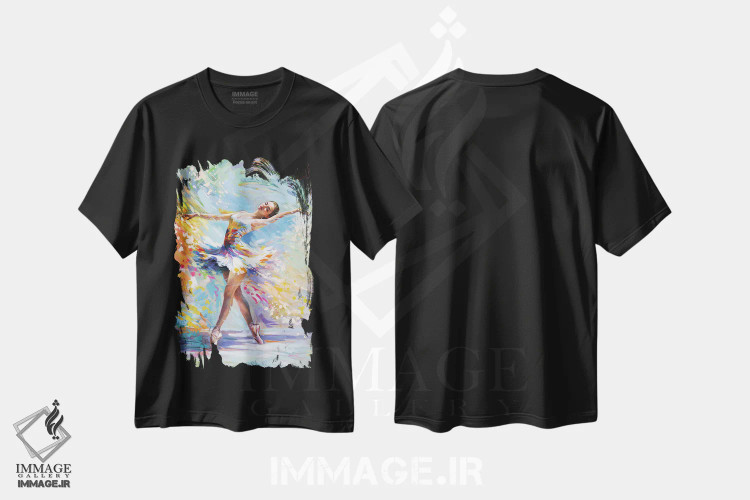 تیشرت مشکی طرح دار بالرینای رنگارنگ، دکور معاصر اثر لئون دوونیس | immage.ir