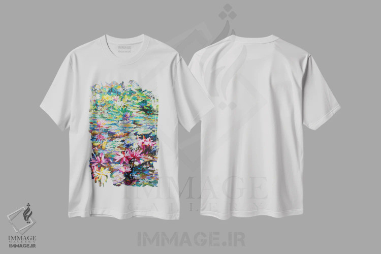 تیشرت سفید طرح دار تالاب زنبق مقدس، دکور معاصر اثر لئون دوونیس | immage.ir