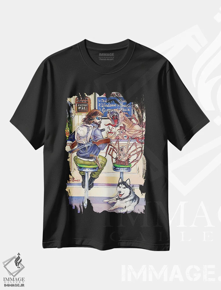 تیشرت مشکی طرح دار چیز فراری، مدیوم اثر دیو مک داول | فروشگاه ایماژ