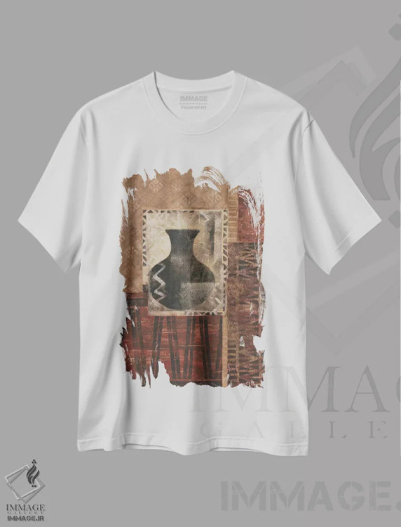 تیشرت سفید طرح دار احیای آثار باستانی ۱، دکور آفریقایی اثر ماریا دونوان | فروشگاه ایماژ