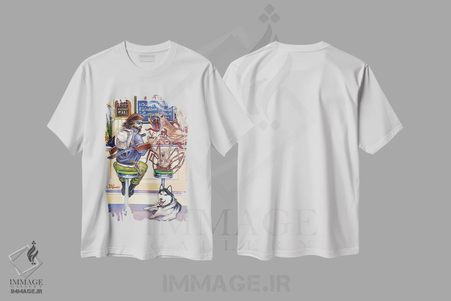 تیشرت سفید طرح دار چیز فراری، مدیوم اثر دیو مک داول | immage.ir