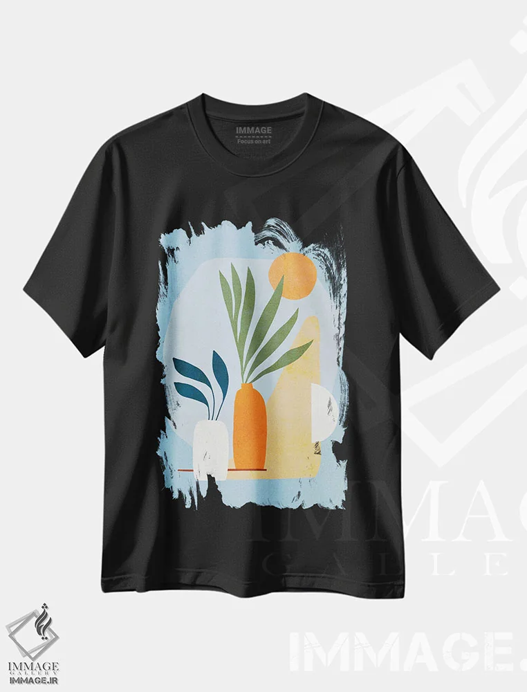 تیشرت مشکی طرح دار اشکال طبیعت ۳، تزئینی اثر دومینیک واری | فروشگاه ایماژ