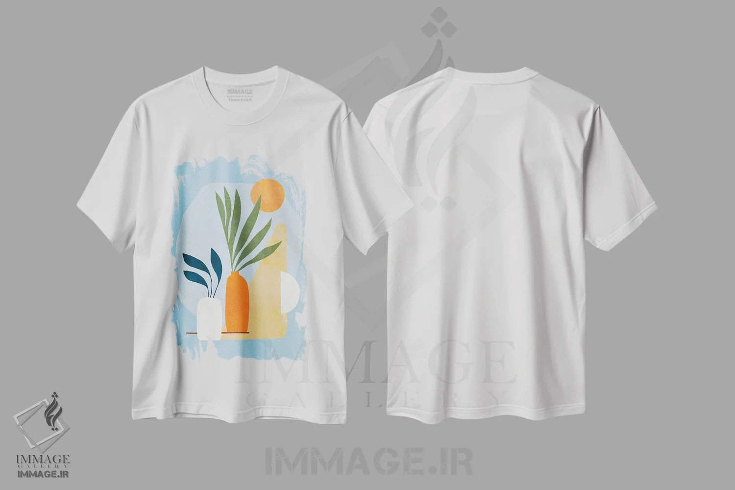 تیشرت سفید طرح دار اشکال طبیعت ۳، تزئینی اثر دومینیک واری | immage.ir