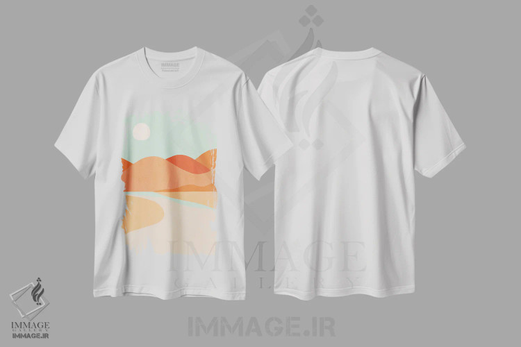 تیشرت سفید طرح دار کاکتوس غروب، آبستره اثر دومینیک واری | immage.ir