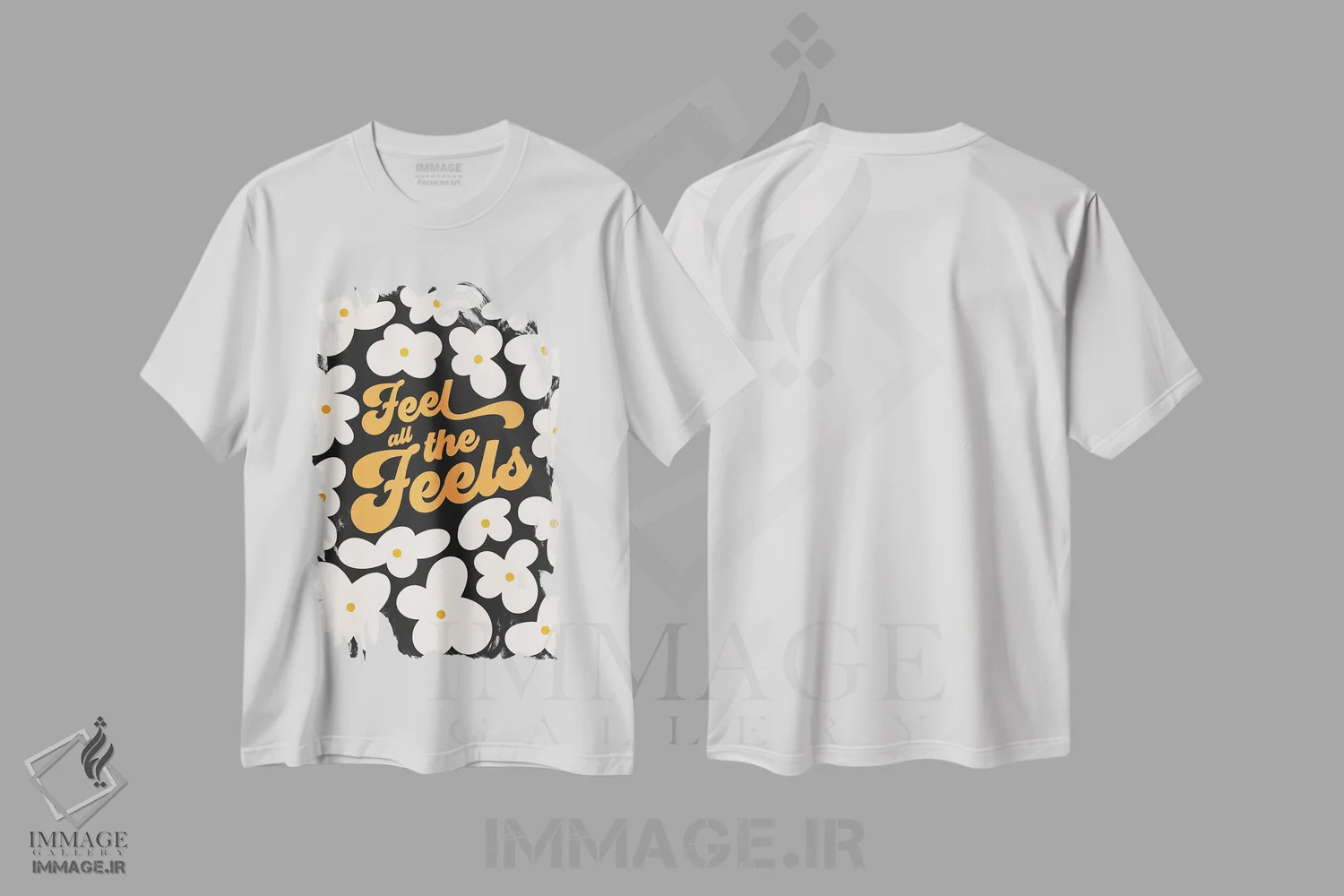 تیشرت سفید طرح دار تمام احساسات را حس کن، تزئینی اثر دومینیک واری | فروشگاه ایماژ