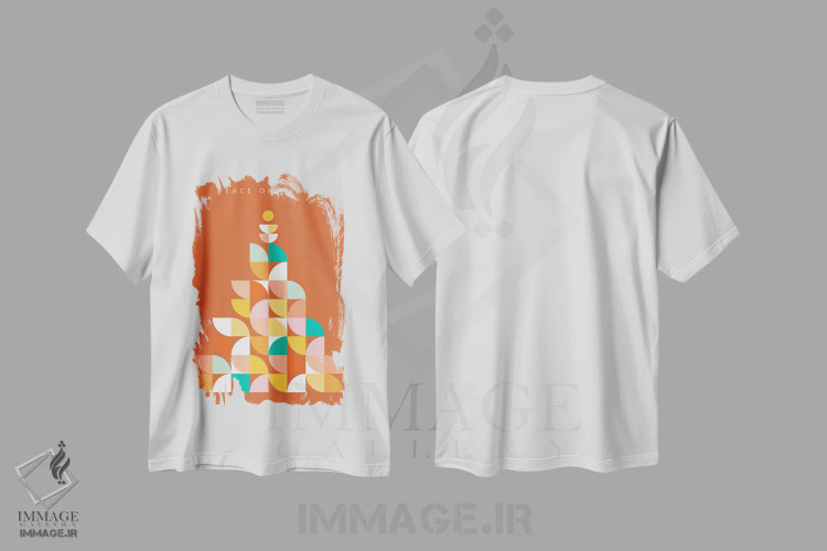 تیشرت سفید طرح دار درخت کریسمس مدرن میان قرن ۴، آبستره اثر دومینیک واری | immage.ir