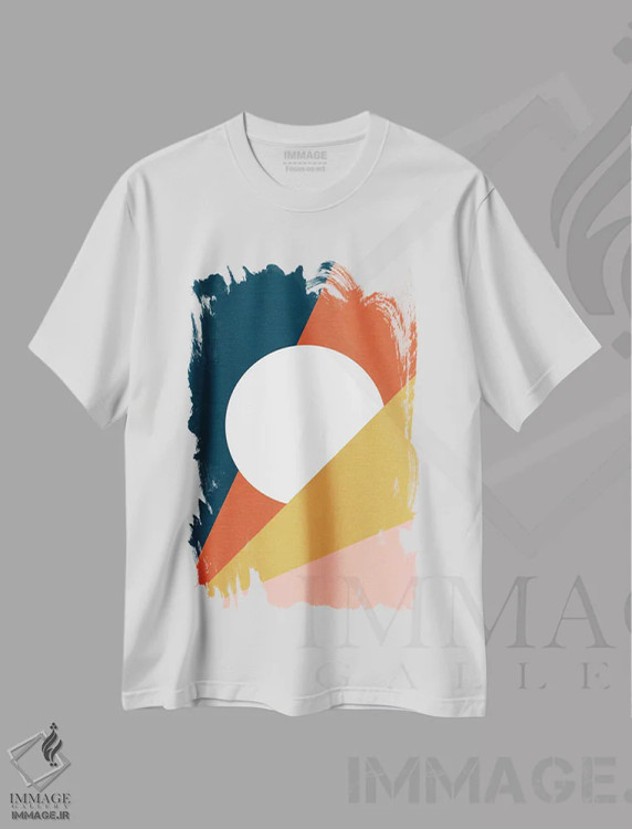تیشرت سفید طرح دار سی ینا مدرن میان قرن ۱، آبستره اثر دومینیک واری | فروشگاه ایماژ