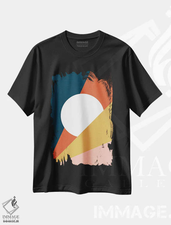 تیشرت مشکی طرح دار سی ینا مدرن میان قرن ۱، آبستره اثر دومینیک واری | immage.ir