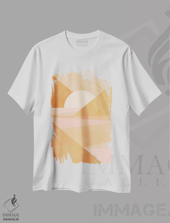 تیشرت سفید طرح دار هندسهٔ مدرن میان قرن ۱، آبستره اثر دومینیک واری | فروشگاه ایماژ