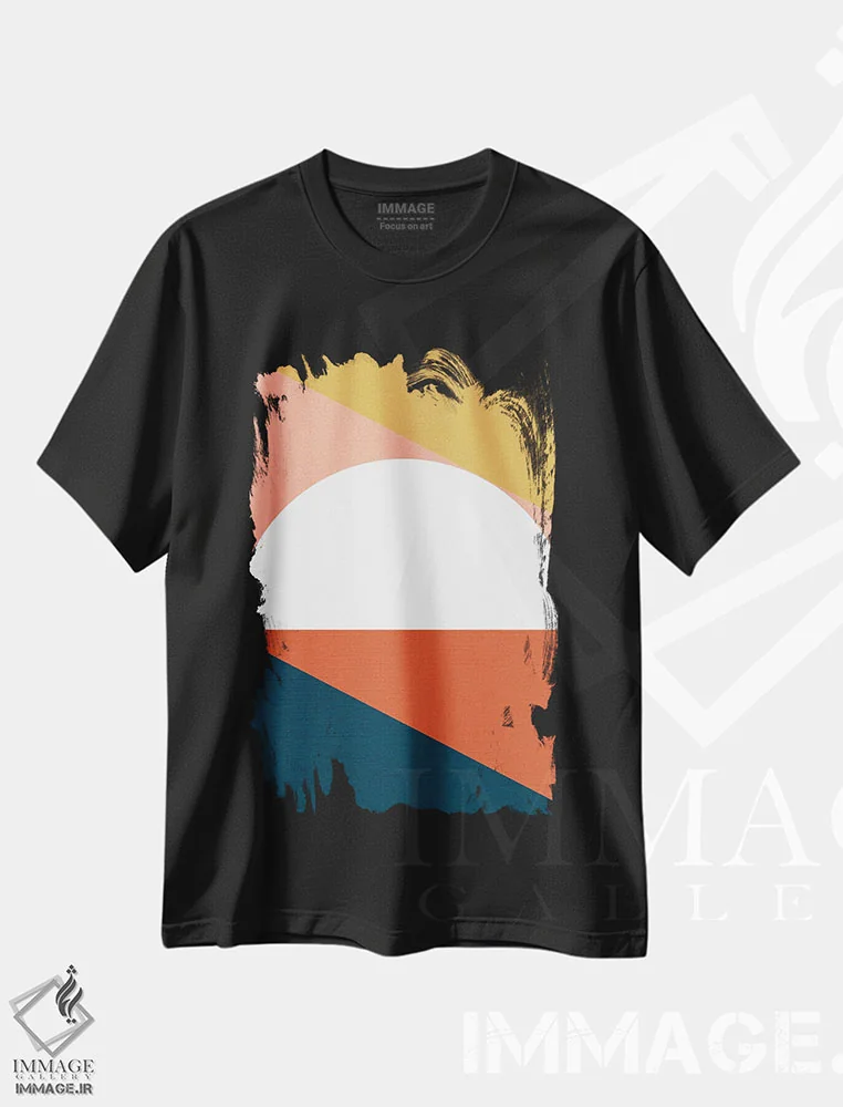 تیشرت مشکی طرح دار سی ینا مدرن میان قرن ۳، آبستره اثر دومینیک واری | فروشگاه ایماژ