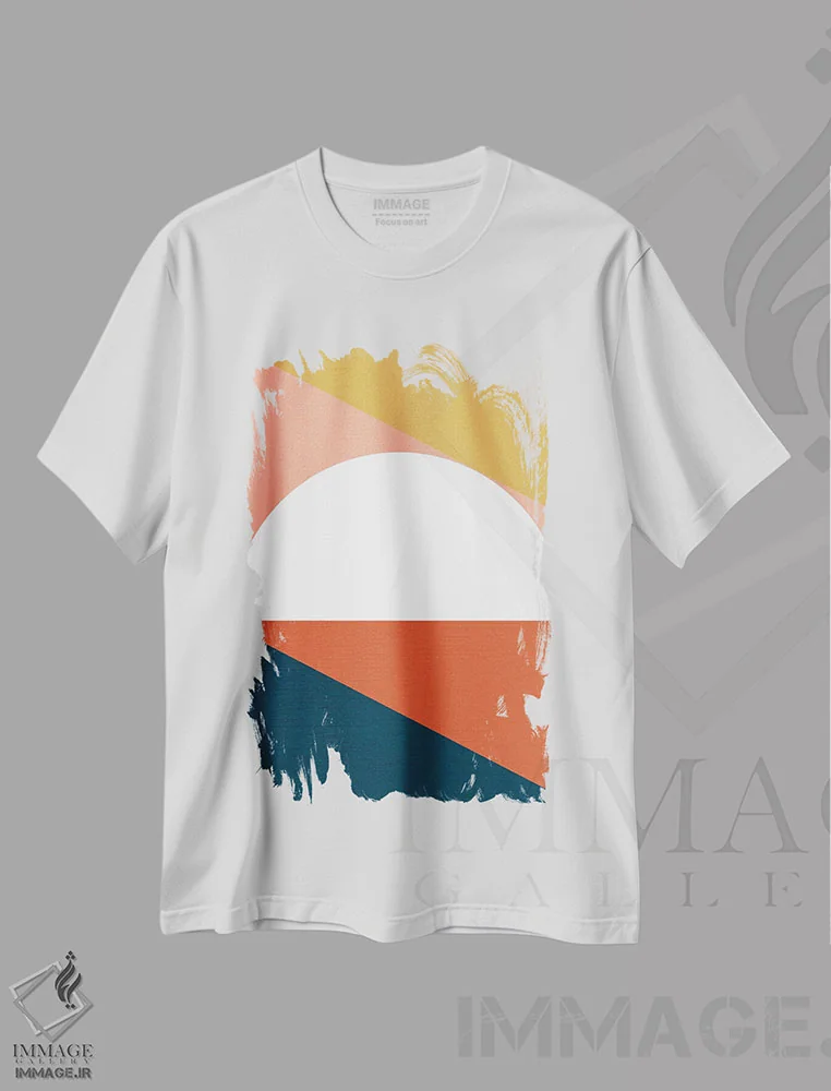 تیشرت سفید طرح دار سی ینا مدرن میان قرن ۳، آبستره اثر دومینیک واری | immage.ir