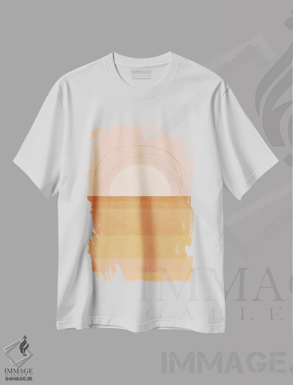 تیشرت سفید طرح دار هندسهٔ مدرن میان قرن ۳، آبستره اثر دومینیک واری | فروشگاه ایماژ