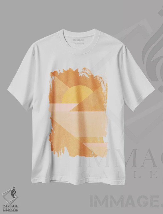 تیشرت سفید طرح دار هندسهٔ مدرن میان قرن ۲، آبستره اثر دومینیک واری | immage.ir
