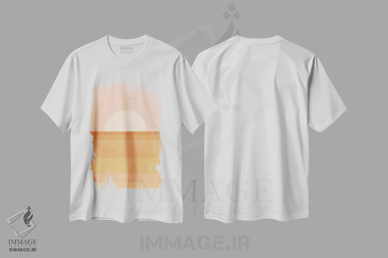 تیشرت سفید طرح دار هندسهٔ مدرن میان قرن ۳، آبستره اثر دومینیک واری | فروشگاه ایماژ
