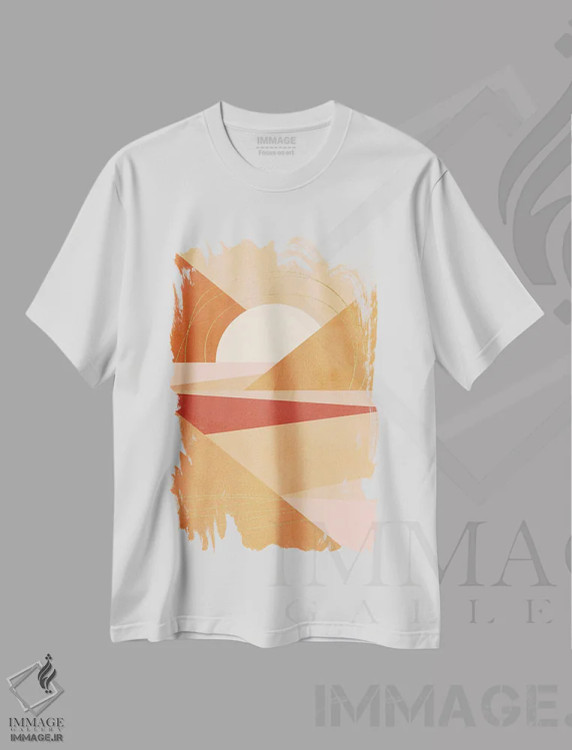 تیشرت سفید طرح دار هندسهٔ مدرن میان قرن ۴، آبستره اثر دومینیک واری | immage.ir