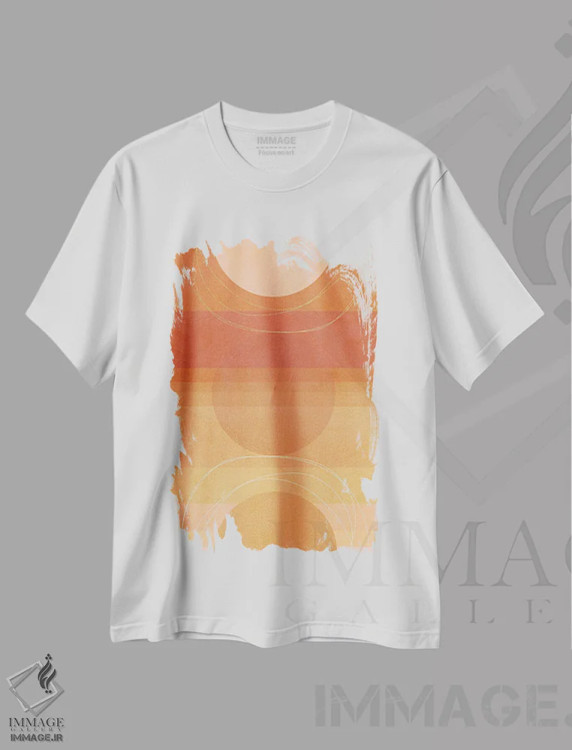 تیشرت سفید طرح دار هندسهٔ مدرن میان قرن ۵، آبستره اثر دومینیک واری | فروشگاه ایماژ