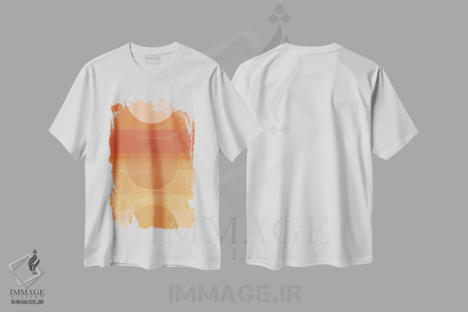 تیشرت سفید طرح دار هندسهٔ مدرن میان قرن ۵، آبستره اثر دومینیک واری | فروشگاه ایماژ