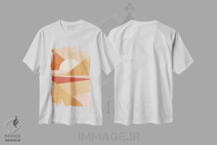 تیشرت سفید طرح دار هندسهٔ مدرن میان قرن ۴، آبستره اثر دومینیک واری | immage.ir