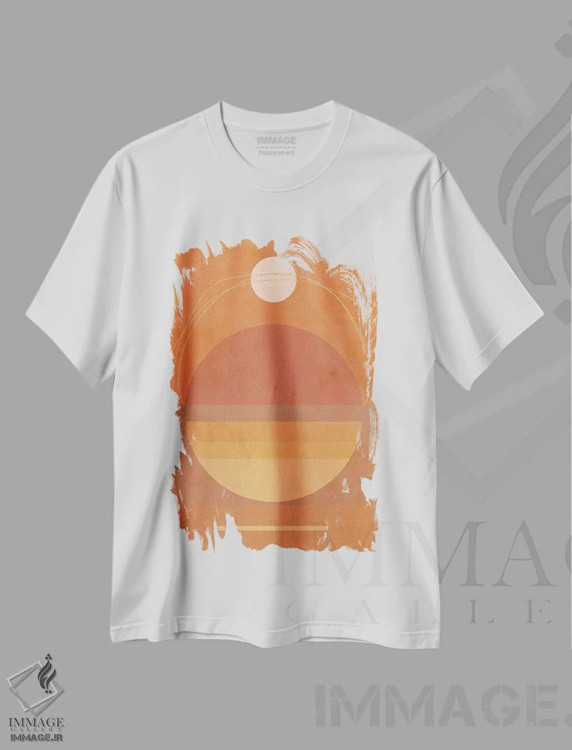 تیشرت سفید طرح دار هندسهٔ مدرن میان قرن ۶، آبستره اثر دومینیک واری | immage.ir