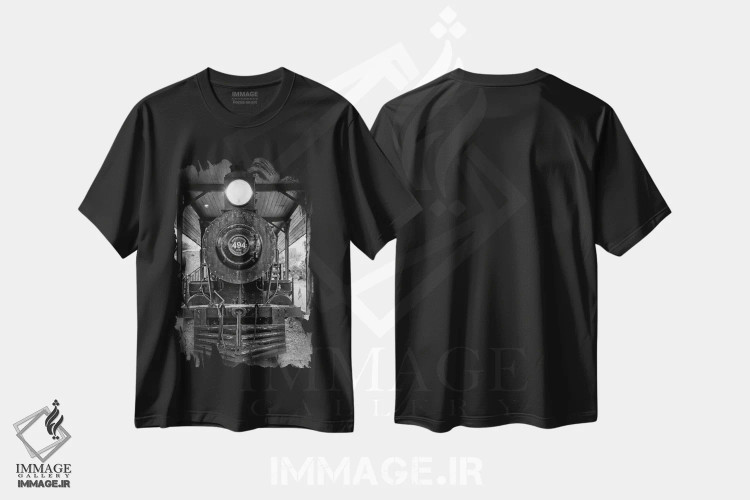تیشرت مشکی طرح دار قطار کلاسیک ۱، مدیوم اثر دبرا ون سوارینجن | فروشگاه ایماژ
